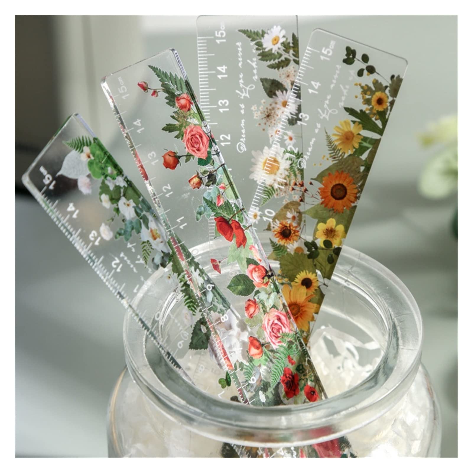 Lineal, 15cm DIY Zeichenwerkzeuge Transparent Messlineal Zeichenbedarf Niedliches Schreibwarenset(United States)