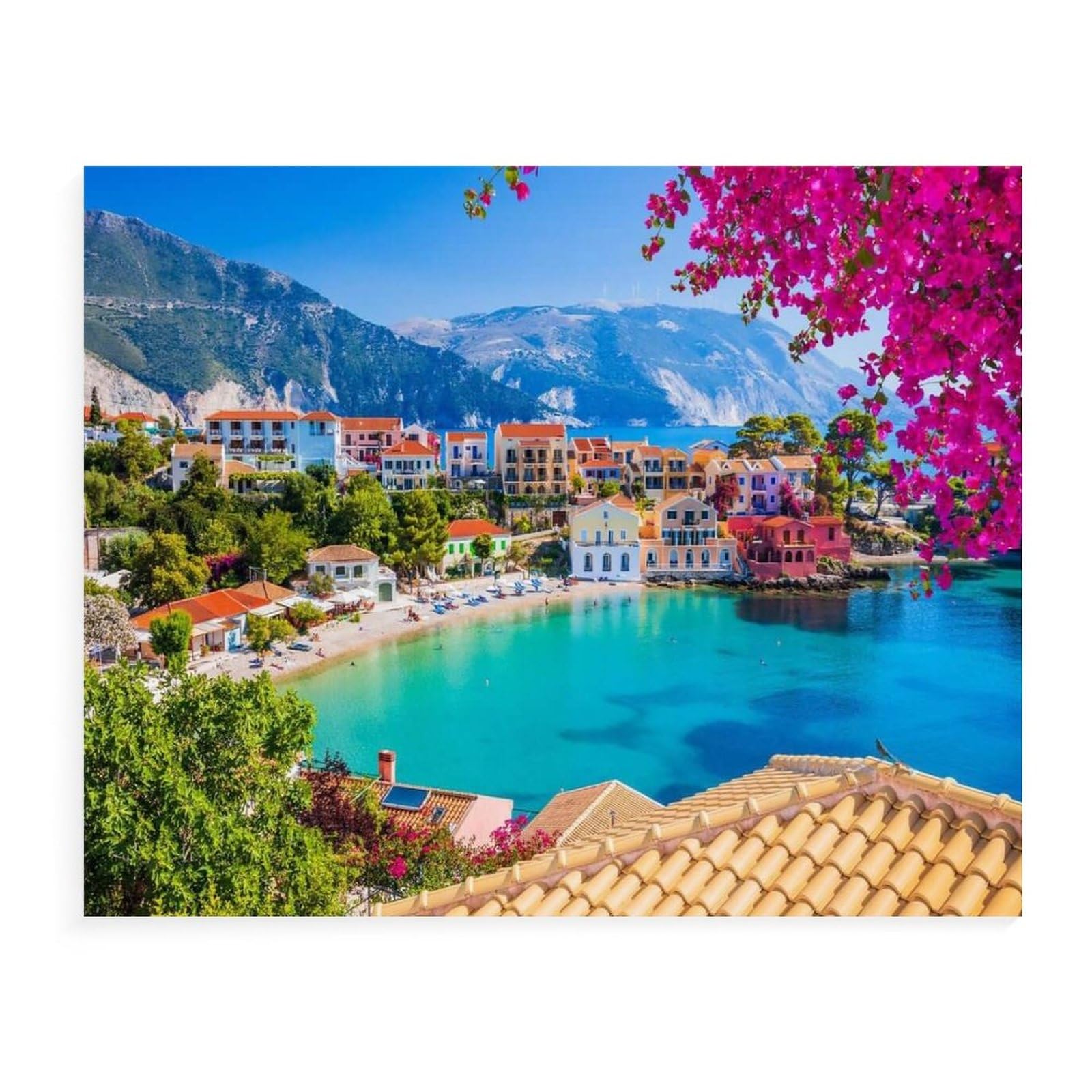 adults kids puzzles jigsaw 1000 pieces jigsaw,Greece Colourful village of Assos on Kefalonia,education toys game family decoration(50x70cm）-35