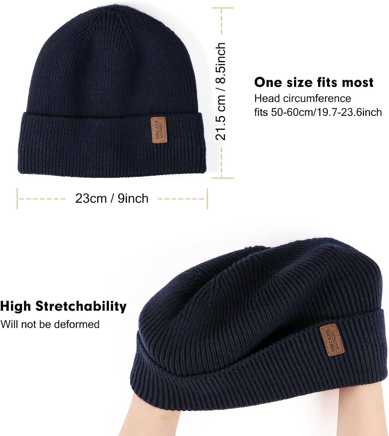 Wmcaps Winter Beanie for Men Women, Fleece Lined Beanie Soft Warm Knit Hat Ski Stocking Cuffed Cap - Image 3