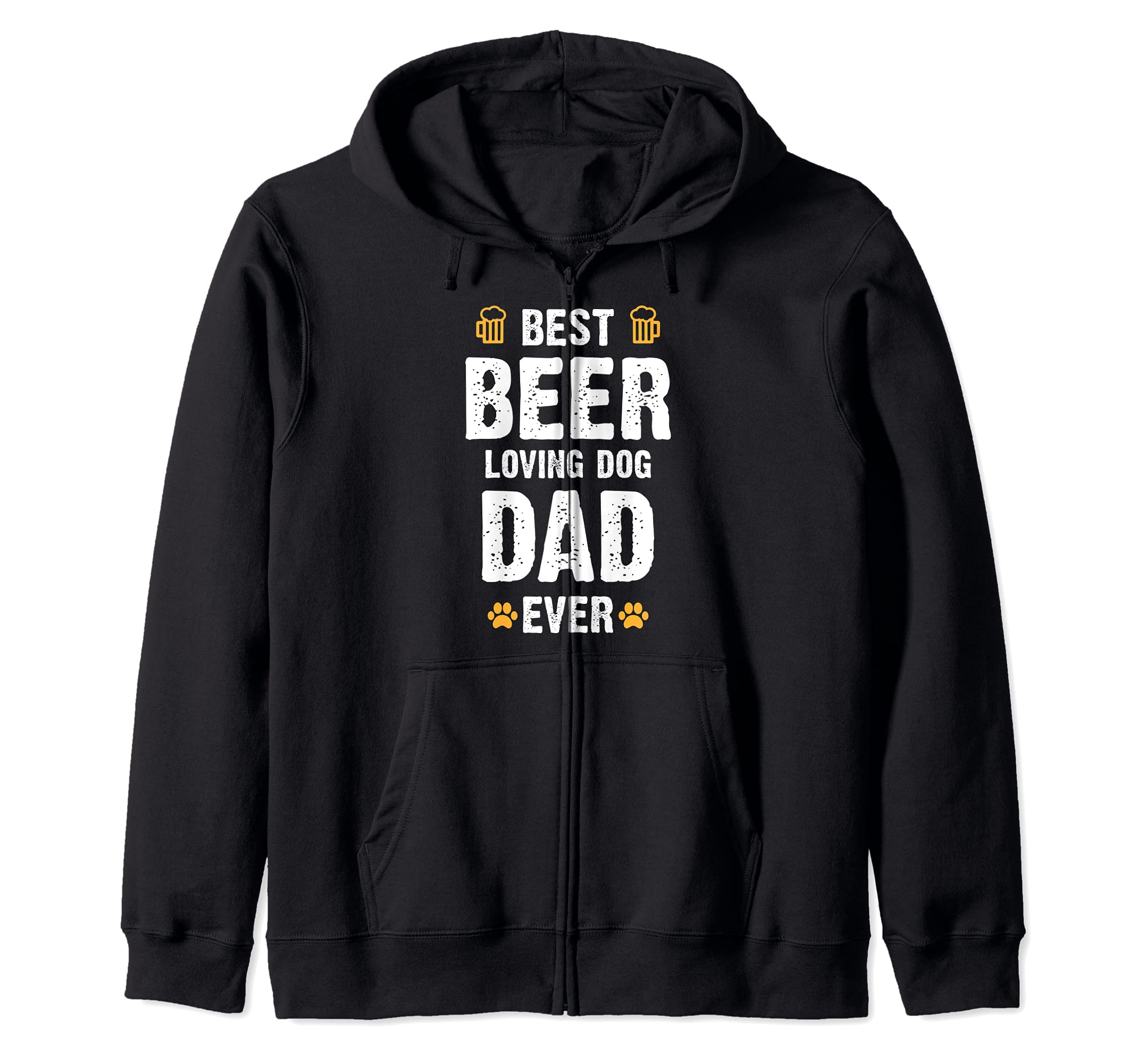 Best Beer Loving Dog Dad Zip Hoodie, Black
