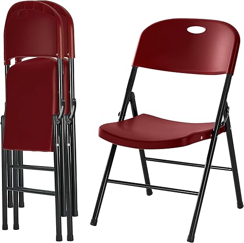 Amazing for less Silla plegable de plástico resistente, paquete de 2, sillas plegables de capacidad de 450 libras para interiores y exteriores,