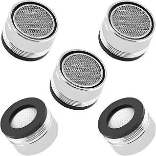 Yinpecly Sink Faucet Aerator, Kitchen Sink Aerator Replacement Parts, Bathroom Faucet Aerator, Faucet Adapter with 28mm Male Thread Fine Tooth for Kitchen Bathroom, Plating, 5Pcs