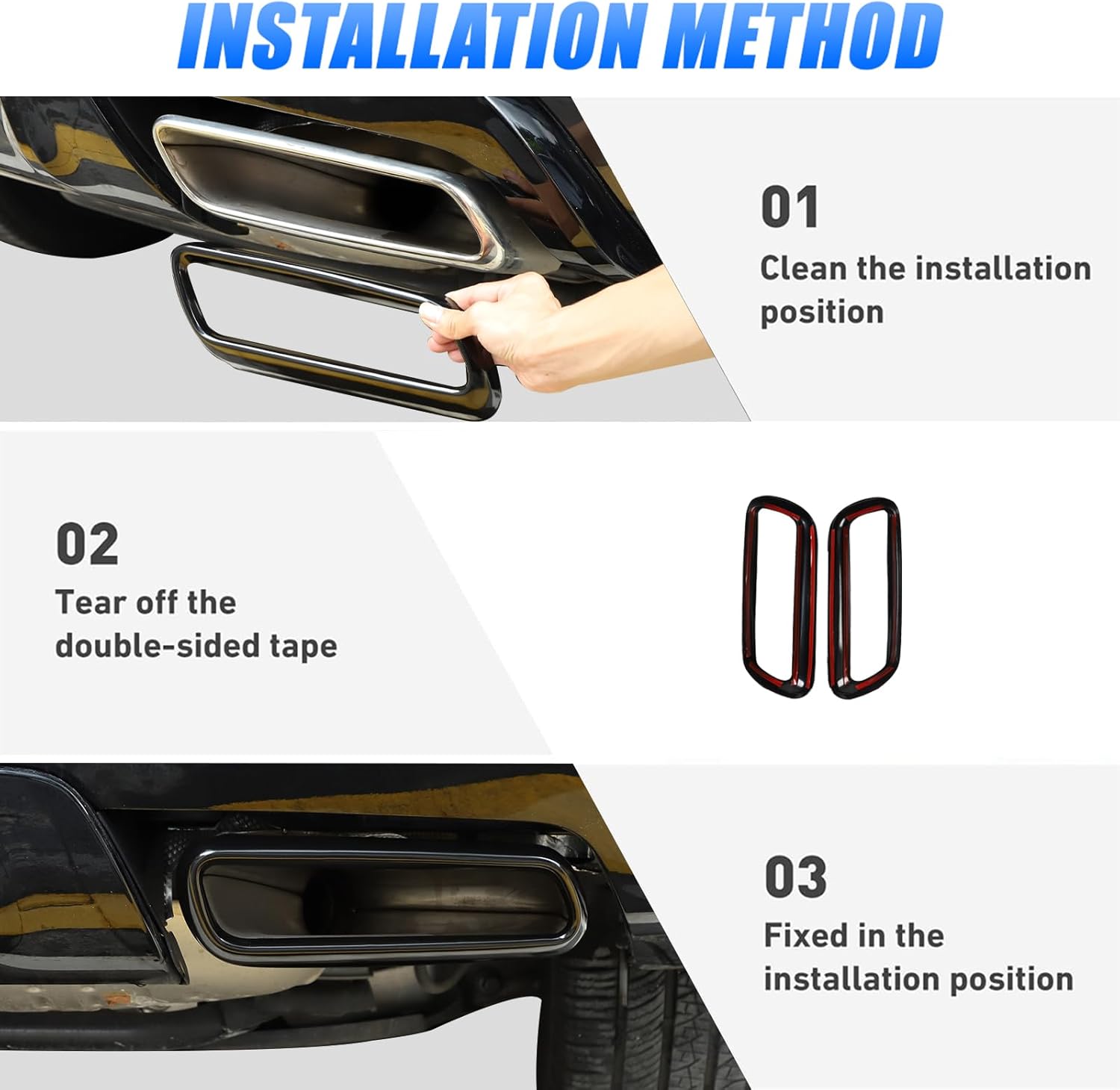 Stainless Steel Exterior Accessories Exhaust Muffler Tail Pipe Trim Cover For Land Rover Range Rover Sport L461 2023-2024 Car Rear Cylinder Exhaust Pipe Cover Trim (Style B, Black)