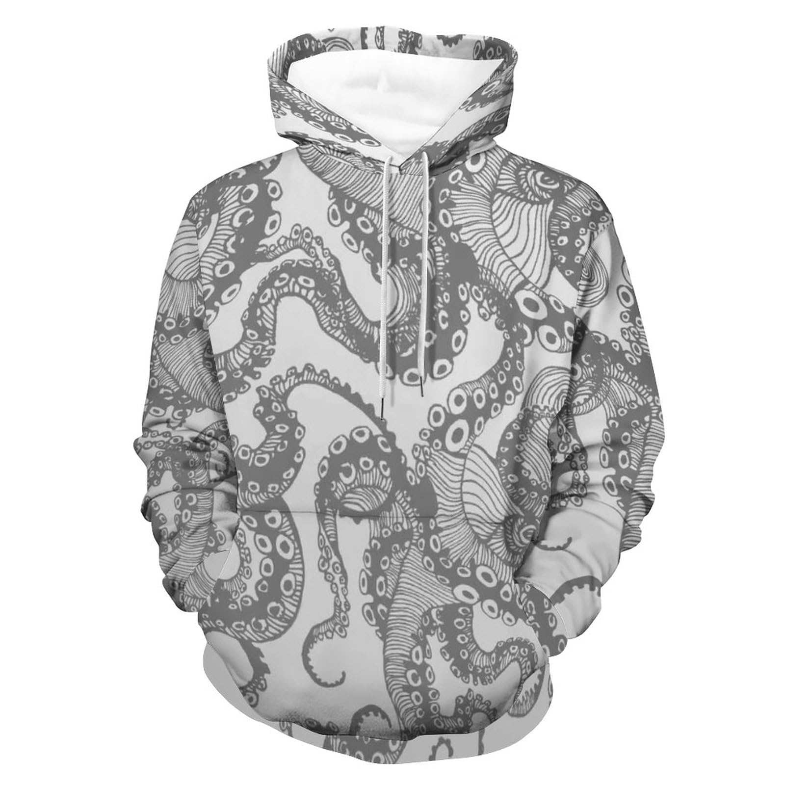 Sweats à capuche manche longue pull gris imprimé pieuvre UMENG taille S - 8