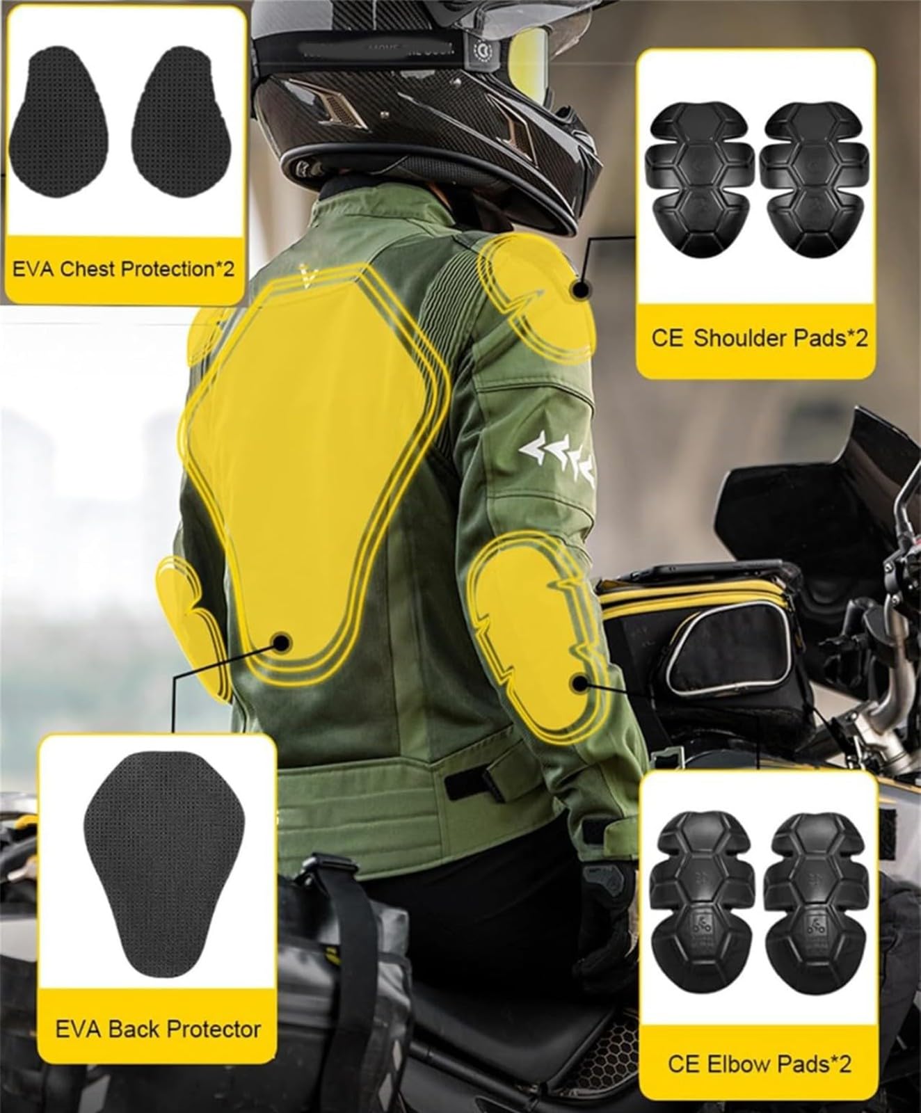 Combinaison de motocross, vêtements de protection respirants, rembourrage certifié CE, veste de motocross pour homme et femme, idéal pour la sécurité et le confort lors des promenades