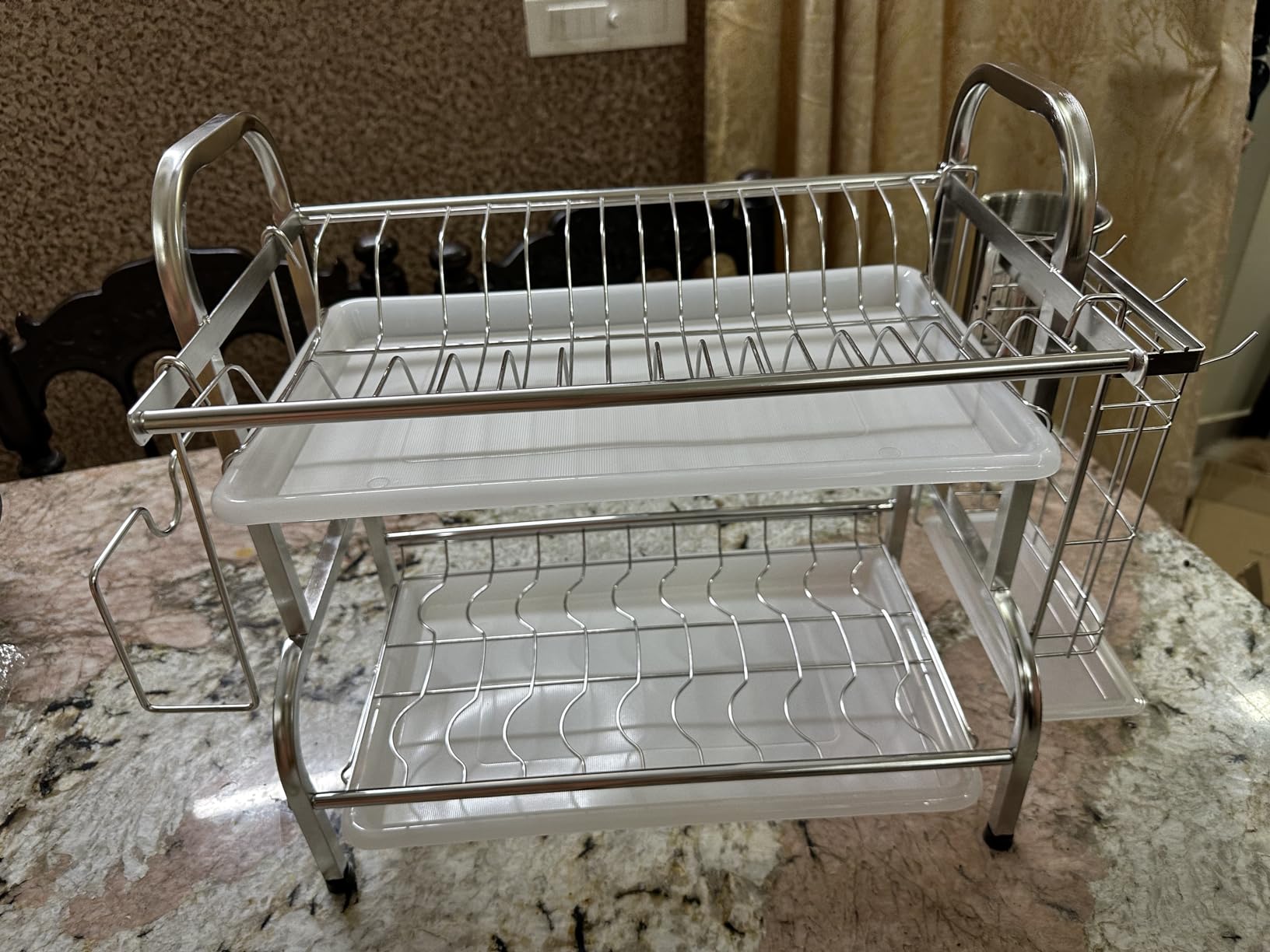 Swabs® Dish Drying Rack, Stainless Steel 2 Tier Dish Rack with Drain ...