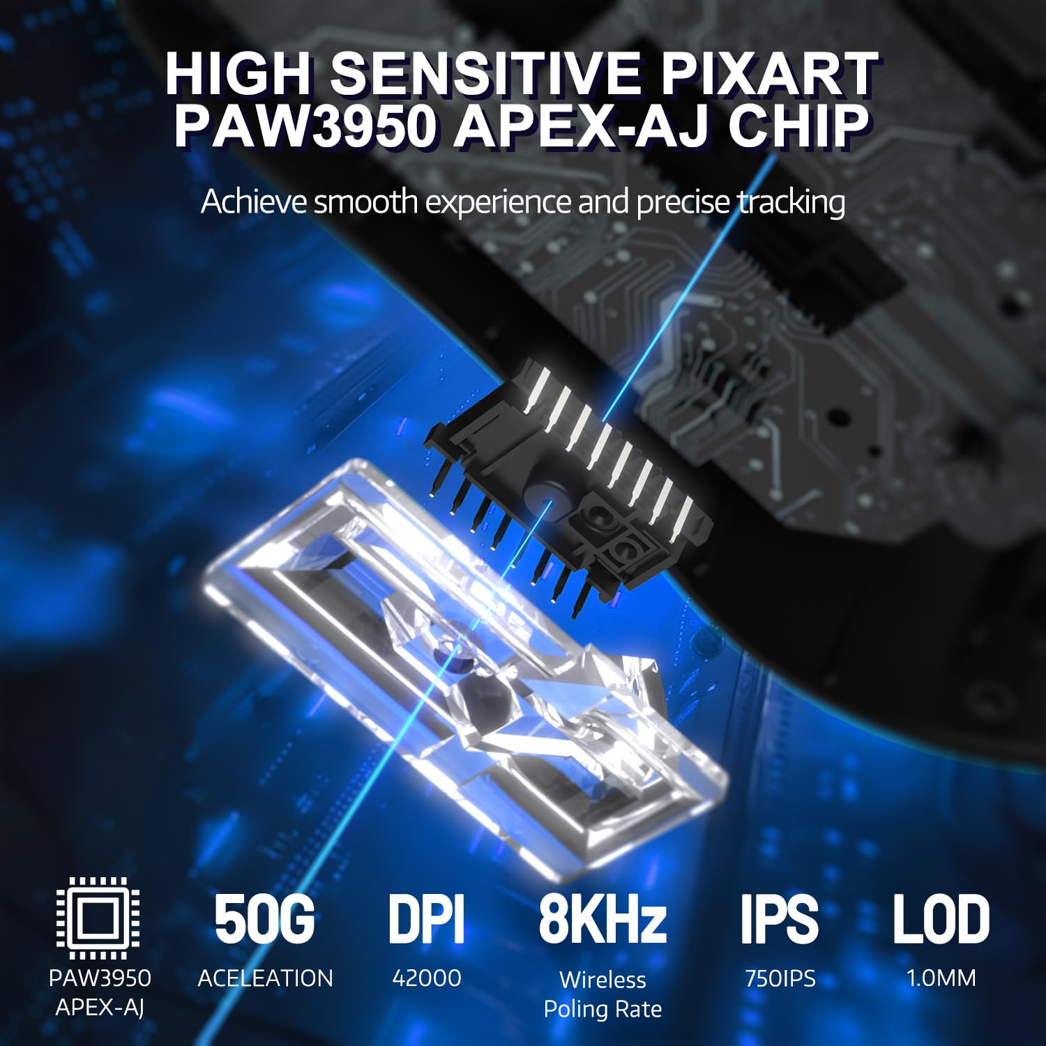 AJAZZ AJ159 APEX 8K Bezprzewodowa Mysz do Gier, Magnetyczna Stacja ładująca z Ekranem, Czujnik Pixart PAW3950, do 42K DPI, 56g Ultralight, HUANO Switch 100M kliknięć,Tri-Mode Mice,do PC/MAC (Czarny)