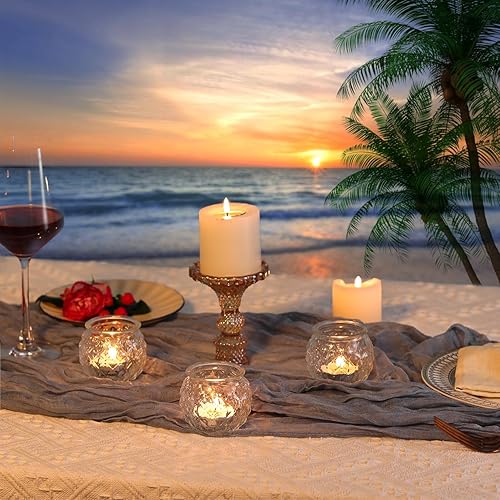 Miniatura 6 de DARJEN Juego de 24 portavelas votivas transparentes de vidrio redondos a granel para velas de té, velas votivas con textura de diamante para centro