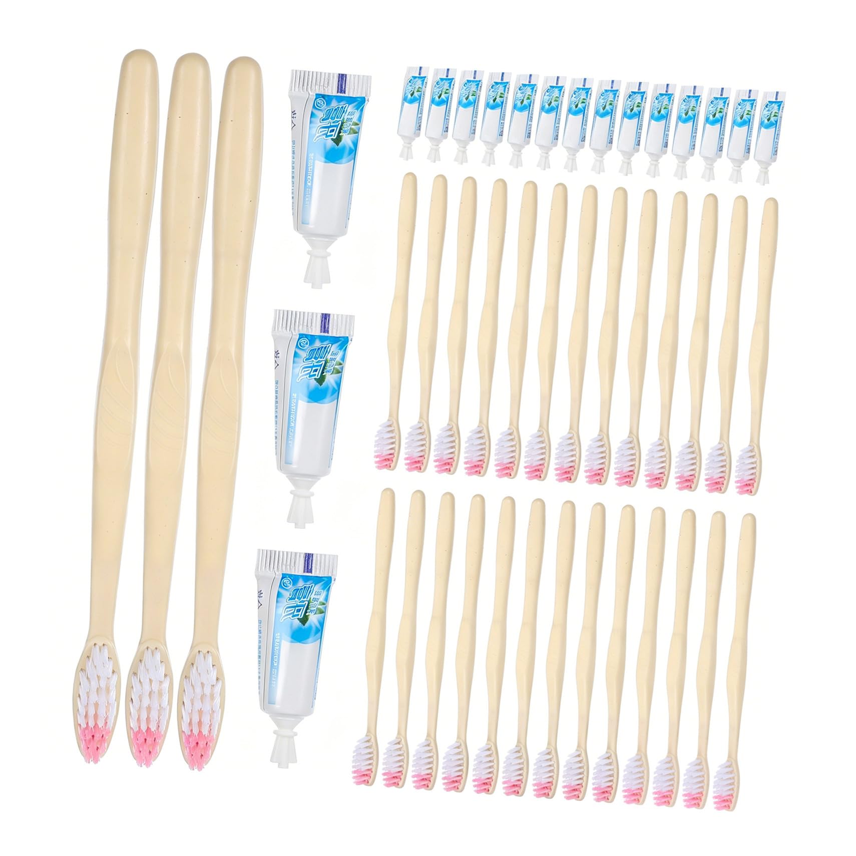 TEHAUX Kit 100 Pezzi Spazzolini da Denti Usa e Getta in Plastica con Dentifricio Piccolo, Portatile e Monouso per Viaggi e Soggiorni in Hotel Stili multipli