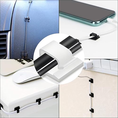 Miniatura 8 de Clips para cables, 50 piezas de clips de alambre adhesivos para gestión de cables eléctricos, clips de alambre de pared, utilizados para
