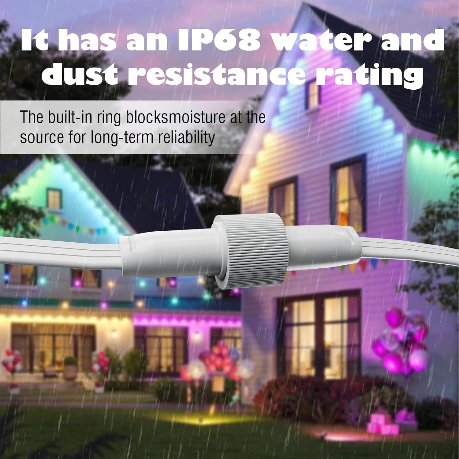 1 Male to 2 Female Y-Splitter for Govee Permanent Outdoor Lights Y-Shaped IP68 Waterproof Connector Compatible with Govee H705A H705B H705C H805A H805B H805C 3-Pin Extension Cable Cord (White)