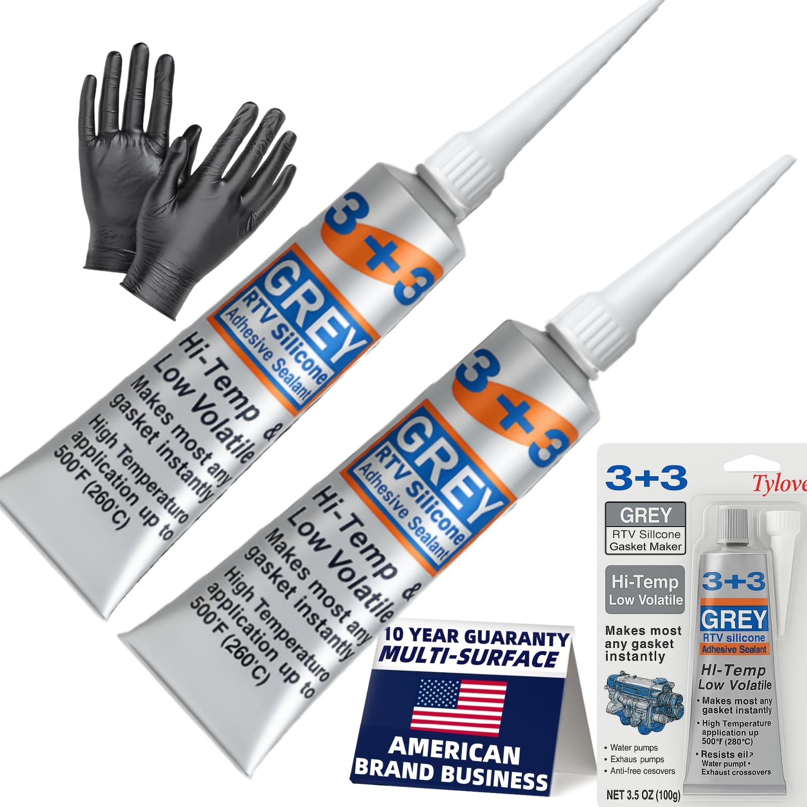 RTV Silicone Gasket Maker - High Temp 590°F Oil Resistant, Black - Professional Formula for Engine Oil Pan, Valve Cover, Transmission Housing -