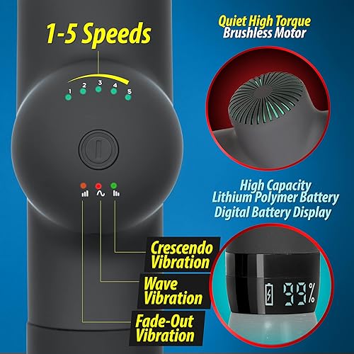 Miniatura 3 de MASSAGE MEDIK Potente pistola de masaje portátil M Pulse RX, masajeador silencioso de tejido profundo para percusión de espalda y cuello para