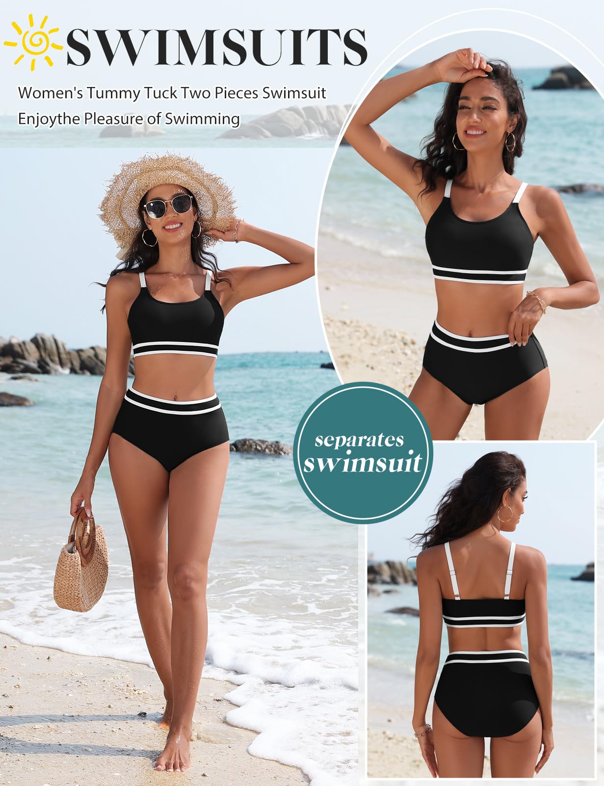 Tuopuda Bikini Mujer Push Up Deportivo Cintura Alta Traje de Baño Dos Piezas Conjunto de Bikini Biquini Vikini con Relleno Bikini Top con Brasileño Braga Alta Natacion Playa Piscina
