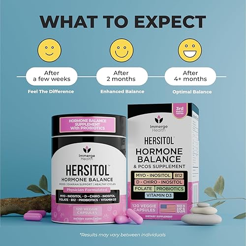 Miniatura 4 de Equilibrio hormonal para mujeres, SOP, apoyo ovárico, fertilidad, ciclo menstrual  Suplemento de mio-inositol y D-quiro inositol relación 401 con