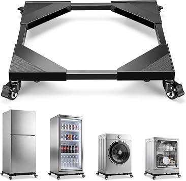 KEDSUM Upgraded Washing Machine Dolly, Reinforced Steel Frame 700Lbs Heavy Duty, 21"-29" Adjustable Refrigerator Stand with 4 Brake Wheels, Multi-Use Appliance Dolly for Washer, Dryer, Refrigerator