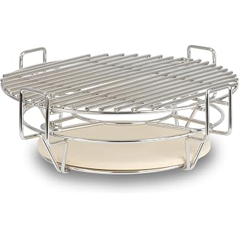 BBQ-Toro Flexible Cooking System for Kamado Grill Diameter 39 cm Stainless Steel Grill Attachment 3 Levels with Cooking Grate and Pizza Stone Kamado Accessories Ceramic Grill Accessories Grill Racks Grill Accessories