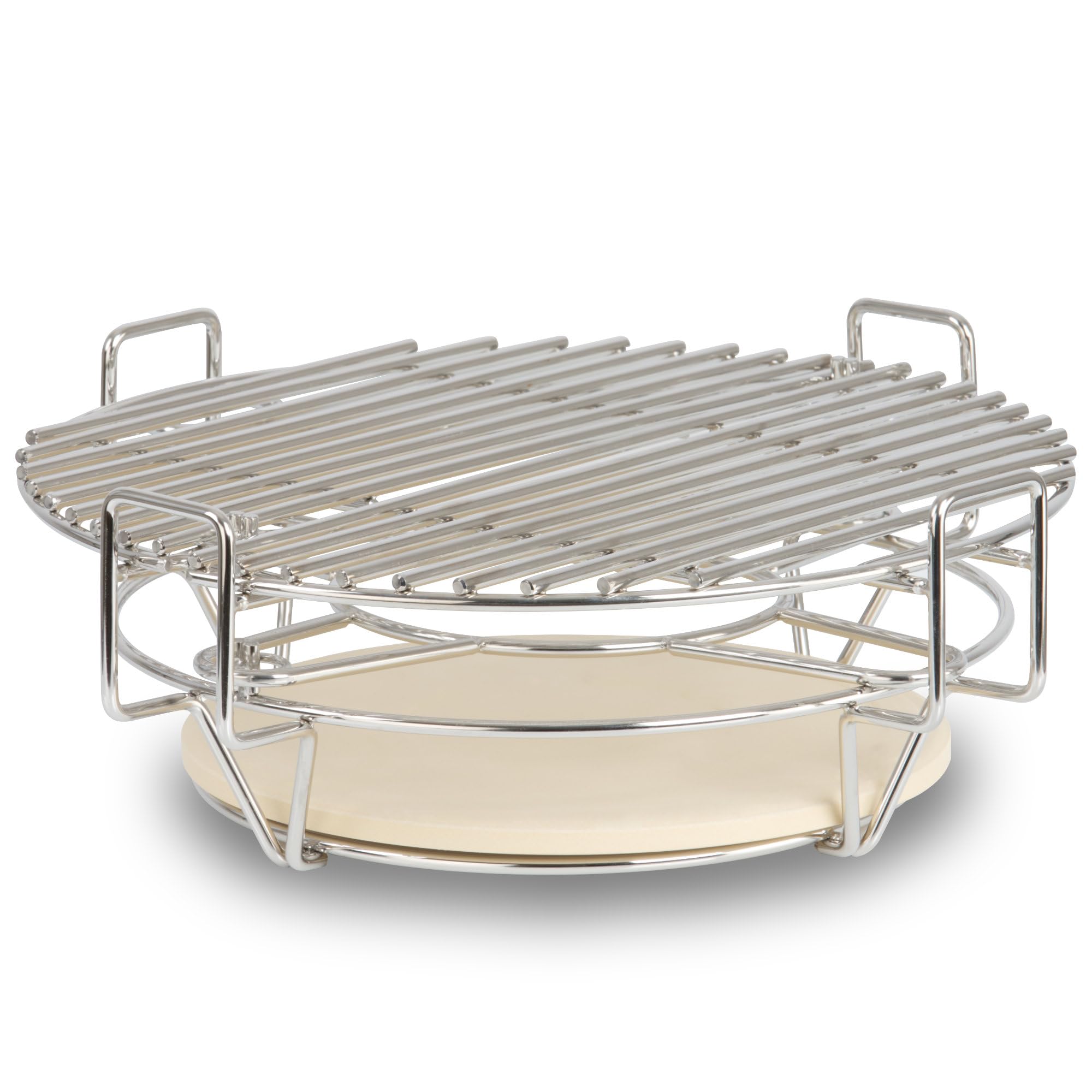 BBQ-Toro Elastyczny system gotowania do grilla Kamado, Ø 39 cm, nakładka do grilla ze stali nierdzewnej, 3 poziomy z rusztem do grillowania i kamieniem do pizzy | akcesoria Kamado, akcesoria do grilla