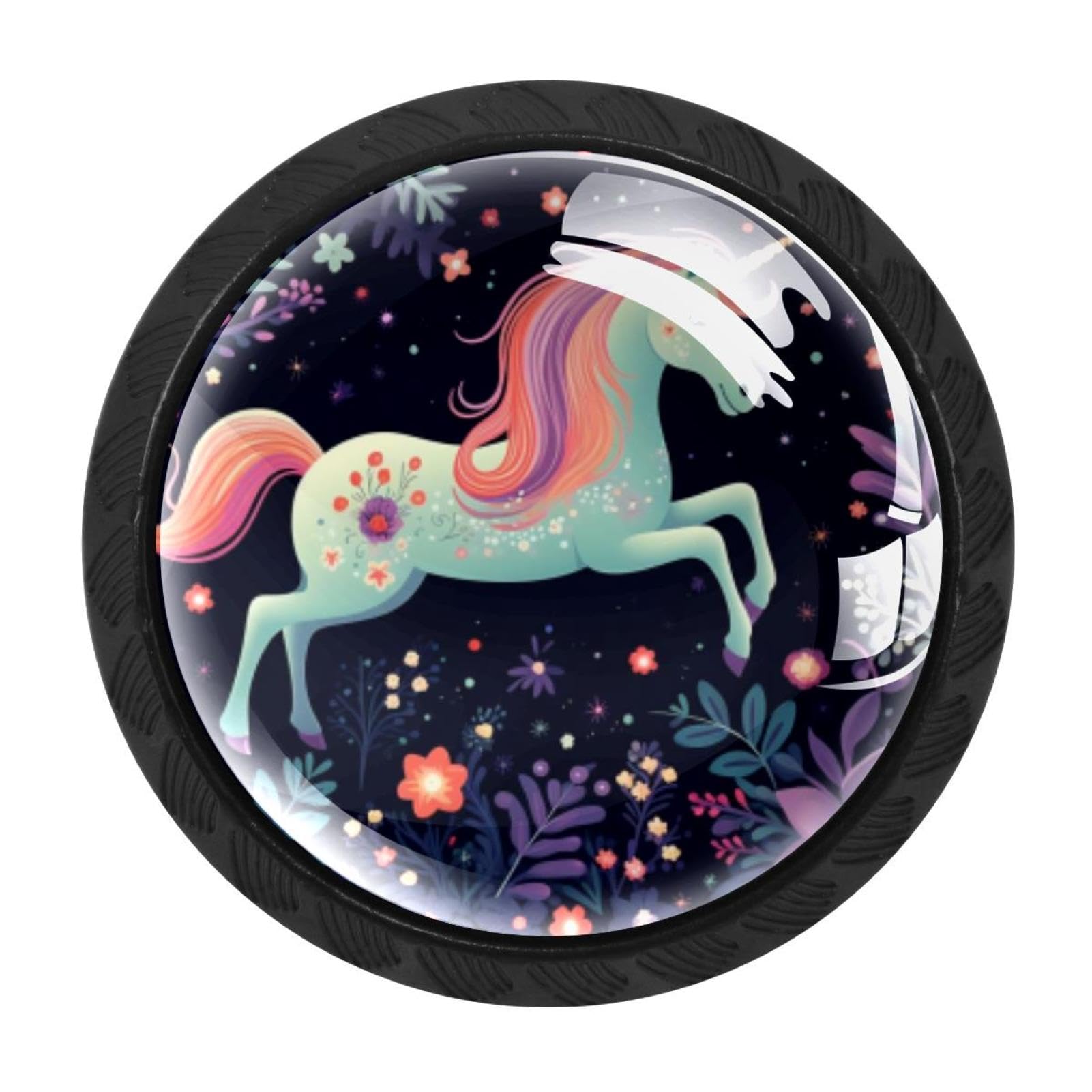 Chenzzzz Multicolored 01 4 Pieces Starry Unicorn Drawer Knobs, 35Mm Black Cabinet Knobs, Drawer Pulls And Knobs, Dresser Drawer Knobs, Cabinet Hardware Kitchen Cabinet Knobs