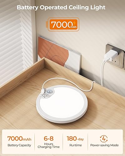 Miniatura 3 de BLNAN Lámpara de techo LED de montaje empotrado, 12 pulgadas, 24 W, 5000 K, luz diurna moderna redonda blanca con cable, lámpara ultrafina de perfil