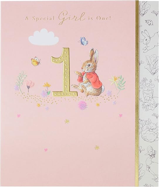 UK Greetings 1st Birthday Card for Girl - Cute Birthday Card for Girl - Peter Rabbit 1st Birthday Card - Age 1 Birthday Card for Girl - A Special Girl is 1!, Multi, (723657-0-1)