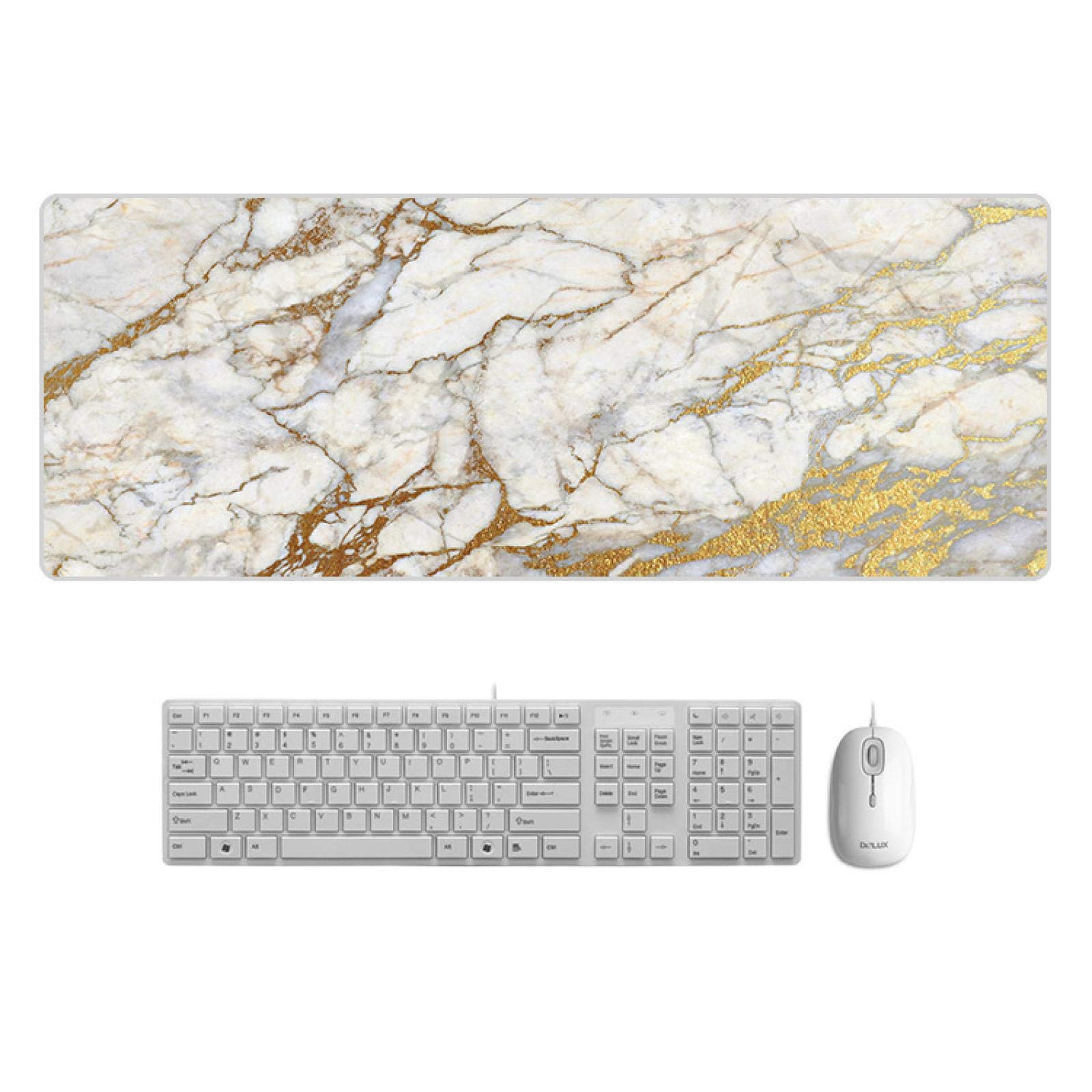 Almohadilla de escritorio de mármol grande de 80 x 30 cm, alfombrilla de ratón para jugador de guerra fría, impermeable, de cuero, teclado para ordenador, decoración de escritorio