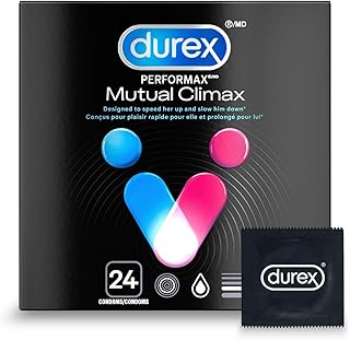 Durex Quality Condoms, Mutual Climax, Ribbed and Dotted with Delay Lubricant, 24 Count