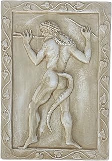 Standing Ancient Greek Satyr Playing Double Flute Aulos Wall DÃ©cor Bass Relief