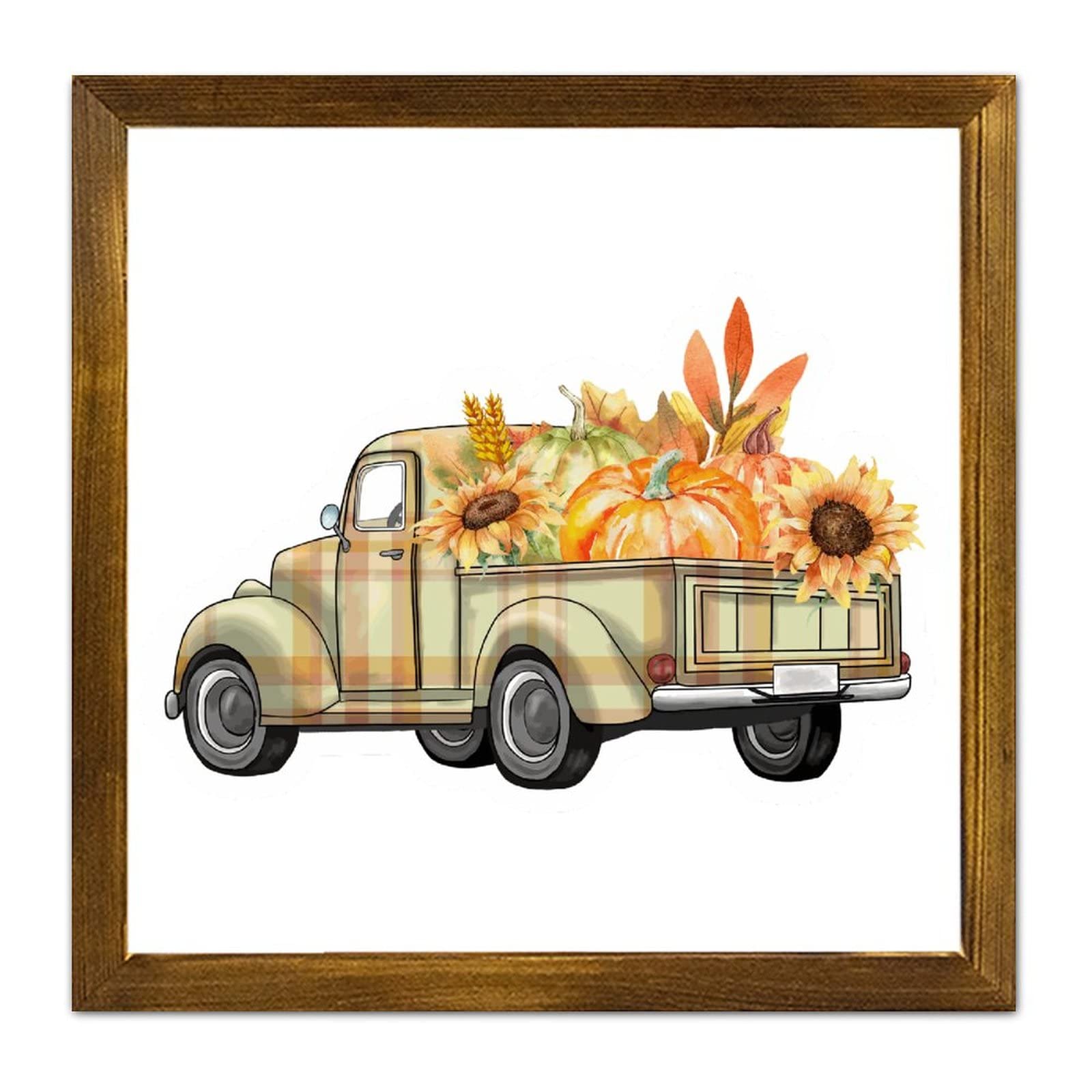 Plaque de ferme chrétienne Happy Fall Pumpkin en bois avec motif buffle orange