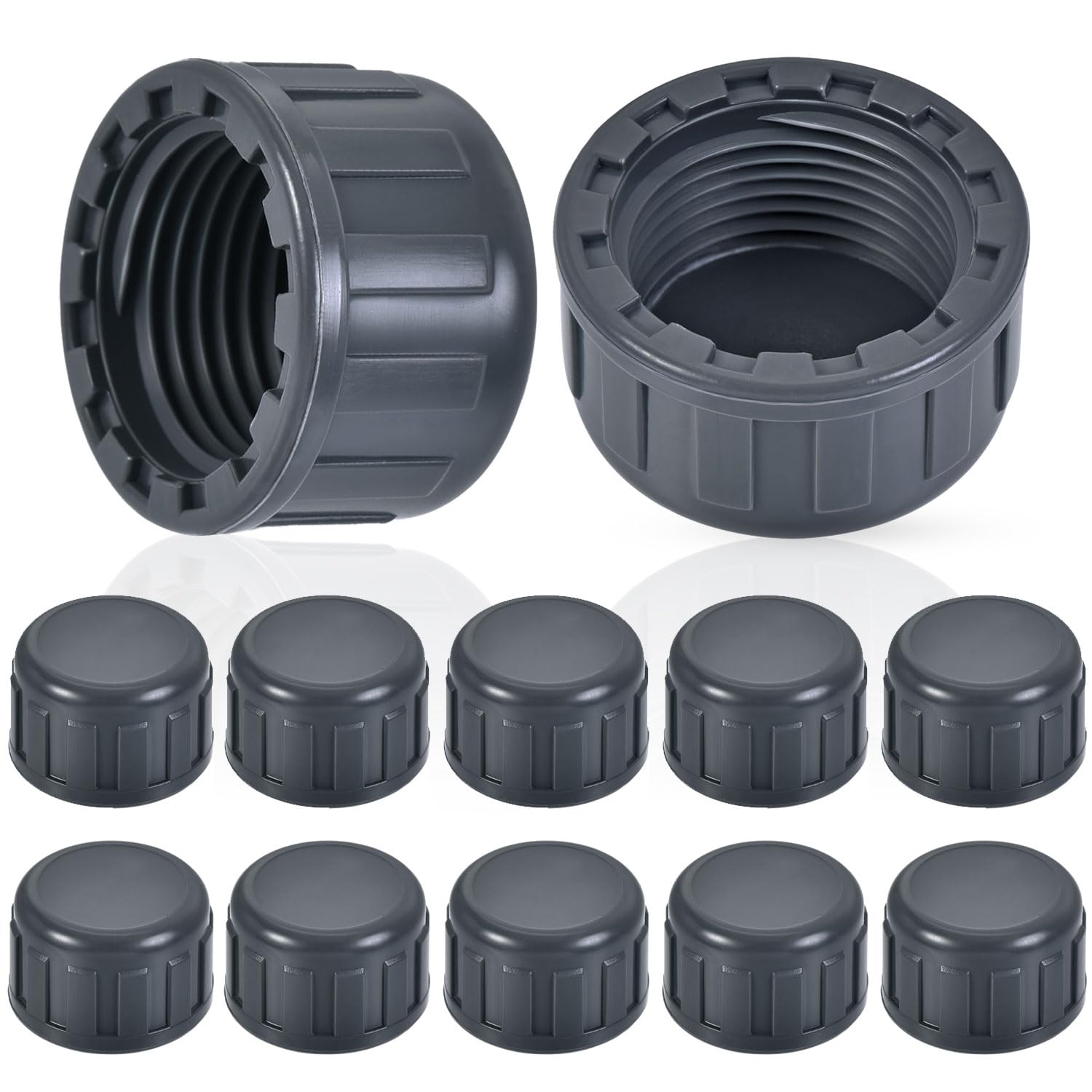 Photo 1 of 1/2" PVC Sprinkler Cap 12PCS End Female Thread Pipe Plug Adapter for Irrigation, DIY Projects,Sprinkler Head Cap,Plumbing Repair,Sturdy Construction With Easy Installation (1/2in Gray)