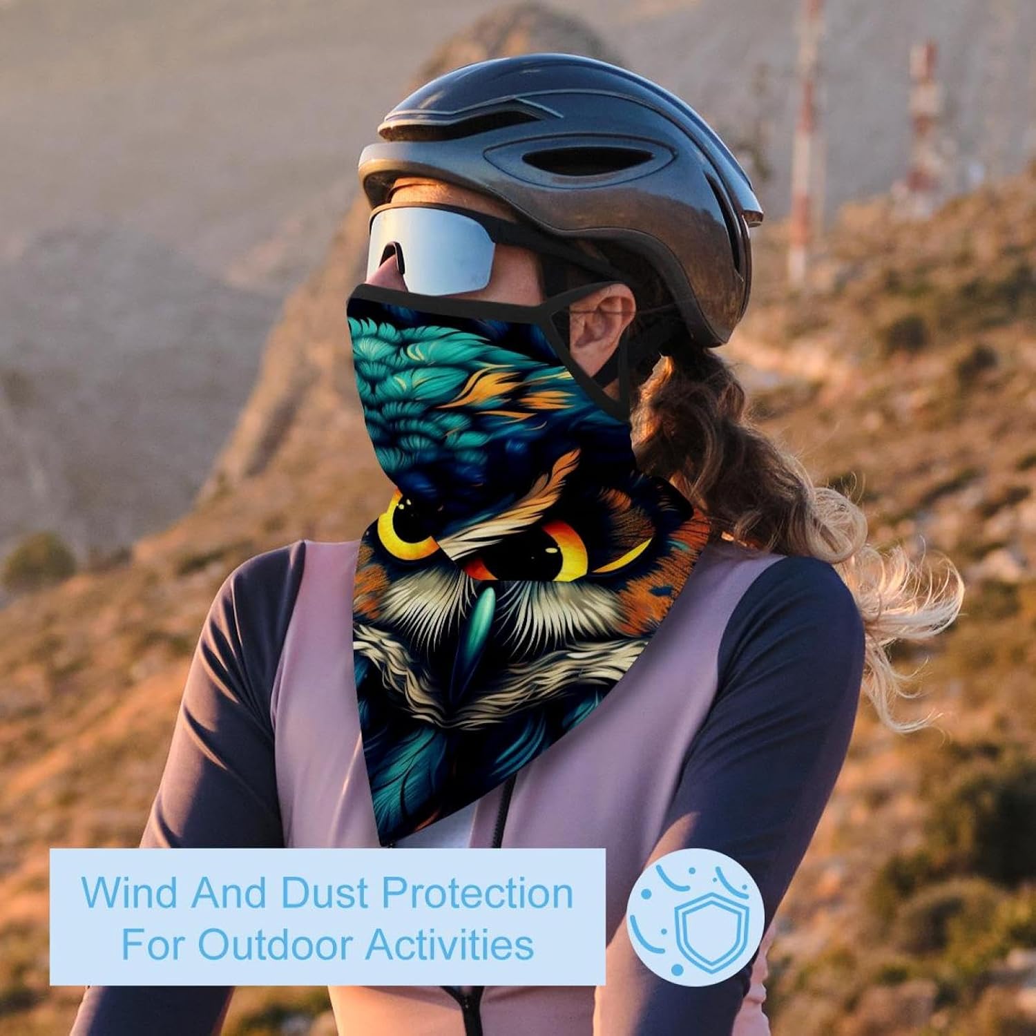 4 Pieces Cooling Neck Gaiter Face Cover for Sun Protection Owl Face Mask Reflective for Men Women Fishing Cycling Hiking