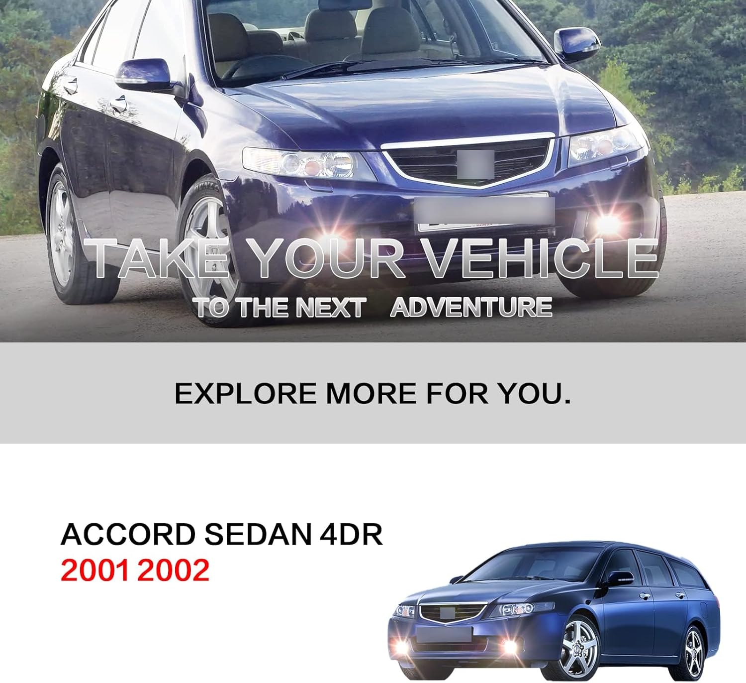 Fog Lights Fit For 2001 2002 Accord 4DR Front Bumper Lamps With Harness and Switch Kit (Clear Lens)