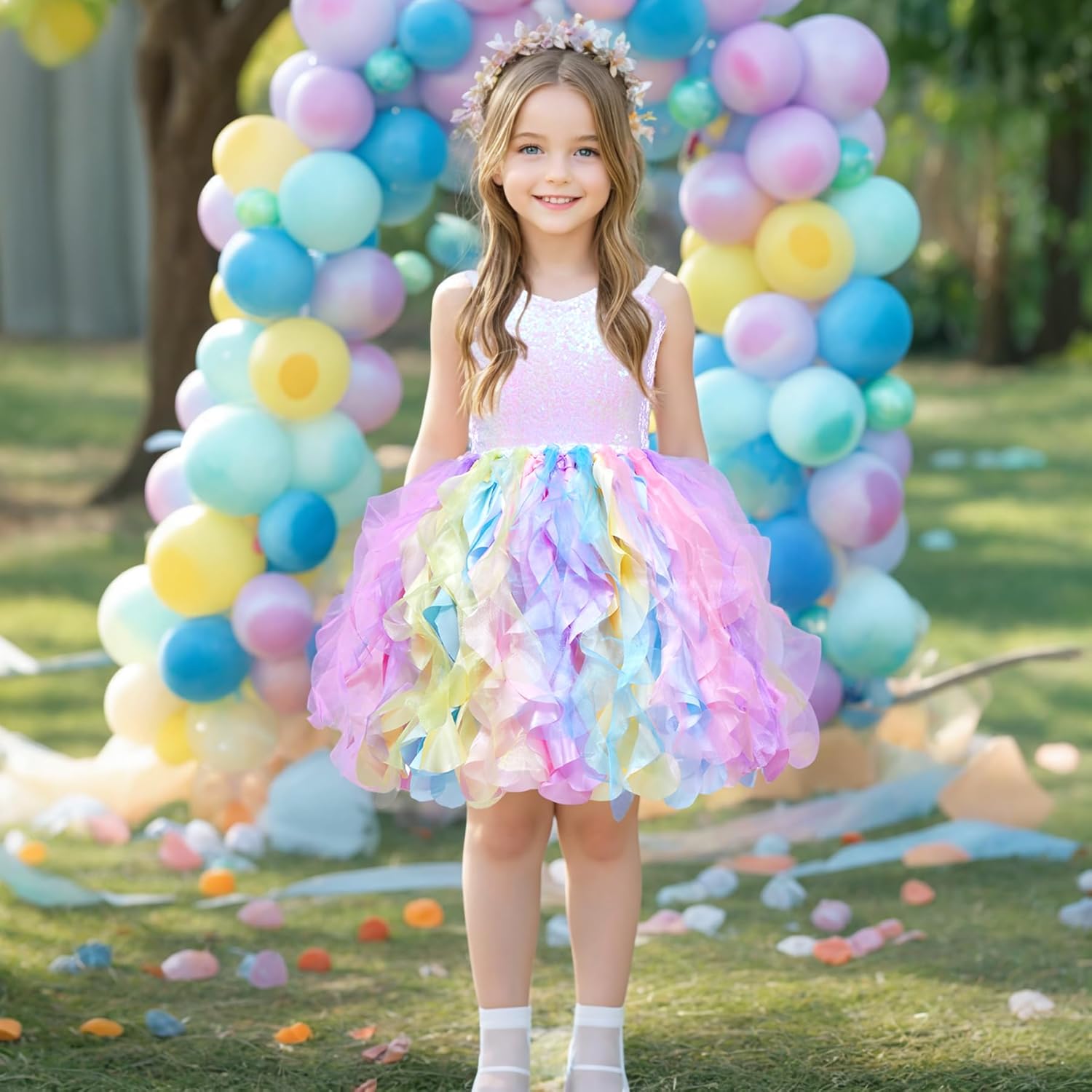 Tutu Dress for Girls Sparkly Sequin Tulle Princess Birthday Party Dress for Toddler Girls Prom Sneaker Ball Gown - Image 8