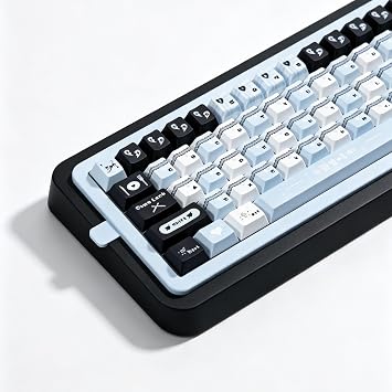 Black and Blue Cherry Profile Keycaps - Durable PBT Keycap Set | Dye Sublimation, Cute Girly Keycap for ANSI US Layout Cherry MX Switches Mechanical Gaming Keyboard, 130 Keys