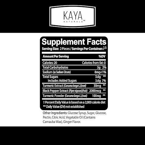 Miniatura 2 de Kaya Naturals Cúrcuma con bioperina - Soporte de movilidad con curcuminoides estandarizados al 95% - Curcumina - Cápsulas de cúrcuma de 1300 mg - 30