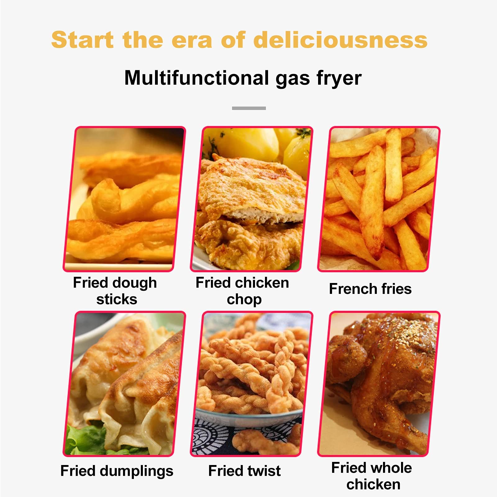 Freidora De Acero Inoxidable Freidora De Gas Comercial Freidora De Aceite De Encimera con Freidora Y Freidora con Tapa De Gran Capacidad, Adecuada para Papas Fritas