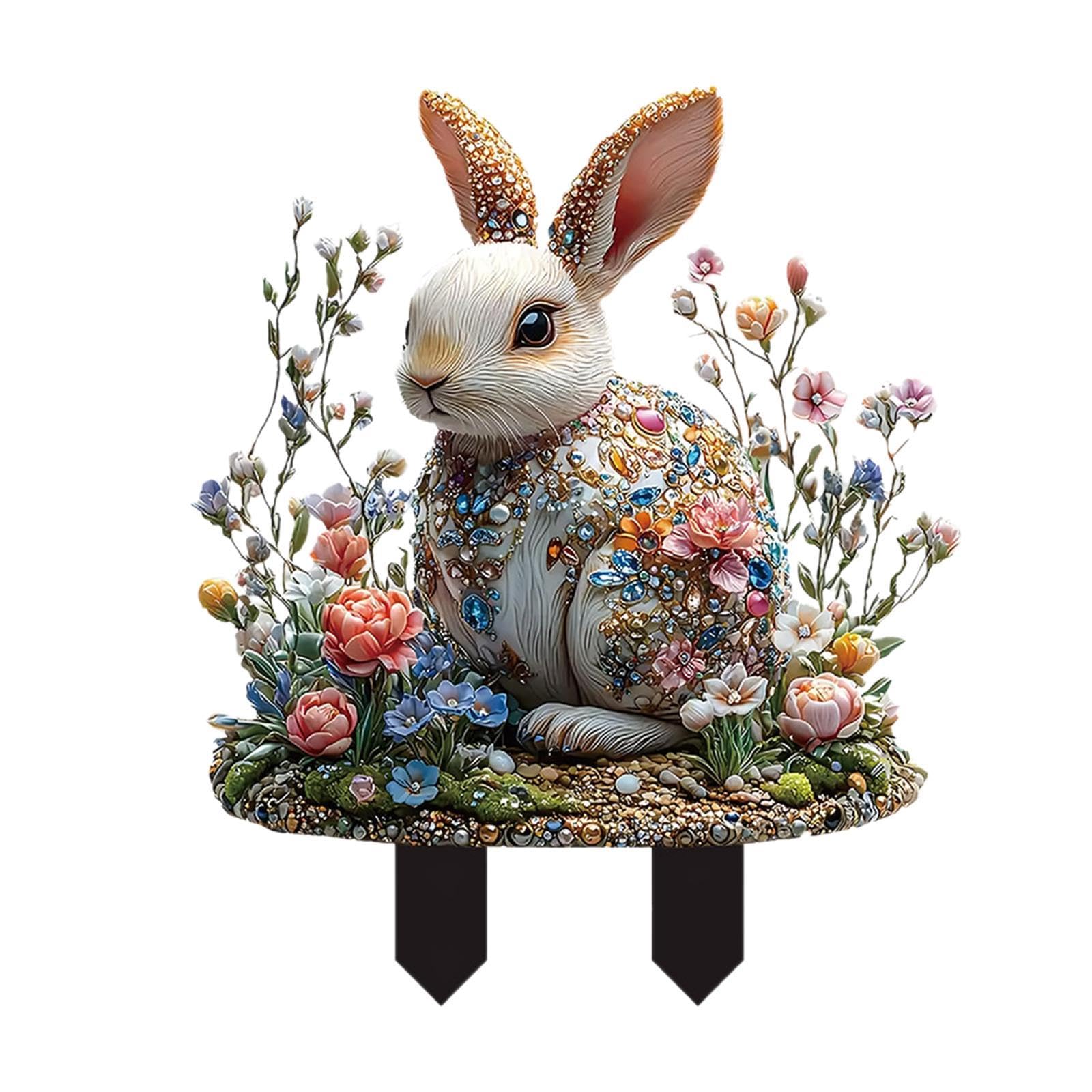 Easter Yard Sign Waterproof Acrylic Garden Stake for Flowerbeds Path Walkway 1x Rabbit-image-32