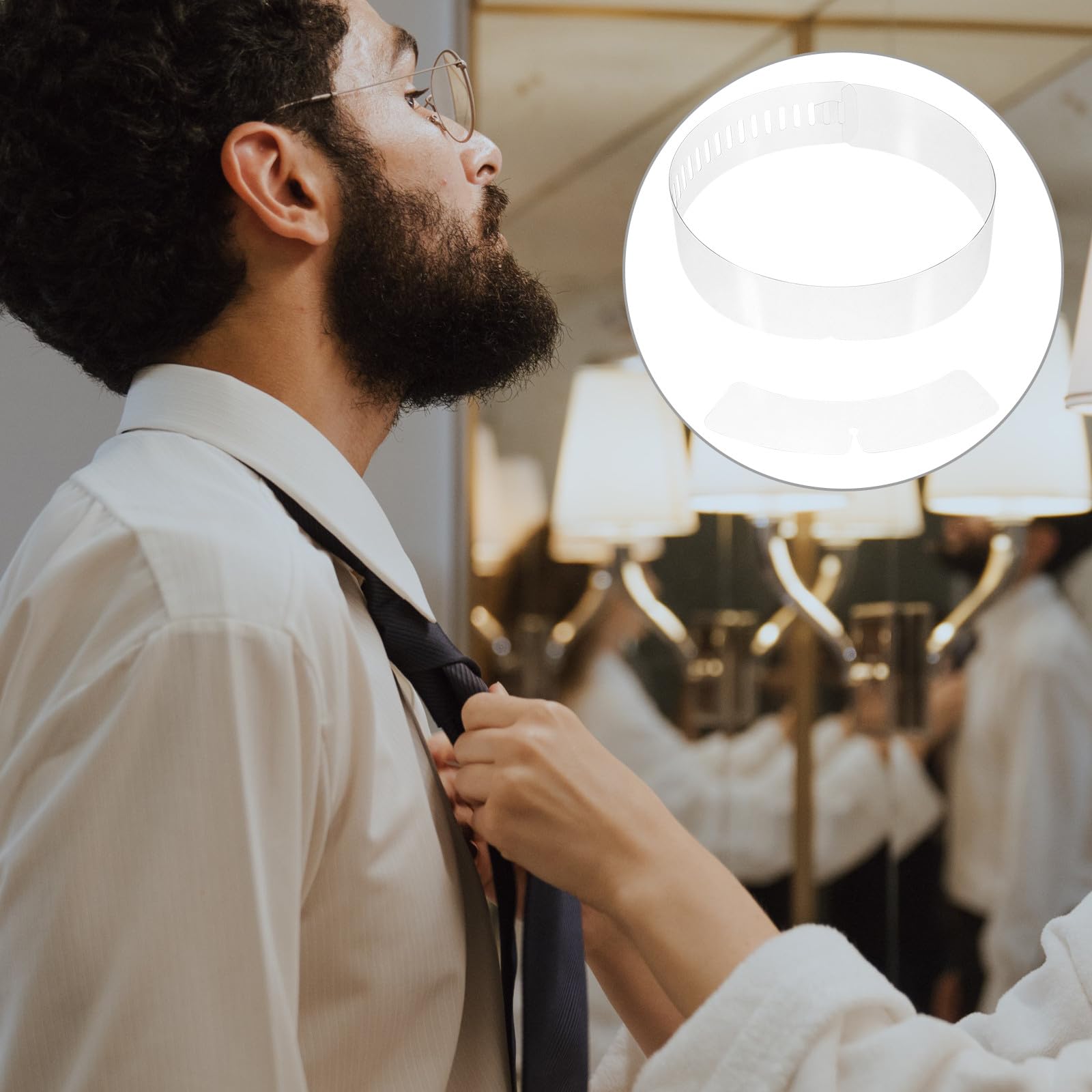Artibetter Tiras Transparentes para Fijar Cuellos de Camisa, Accesorio para Camisas y Blusas, 200 Piezas (100 Tiras 100 Piezas en Forma de Lazo), Reutilizables, Tamaño Pequeño, Adecuado