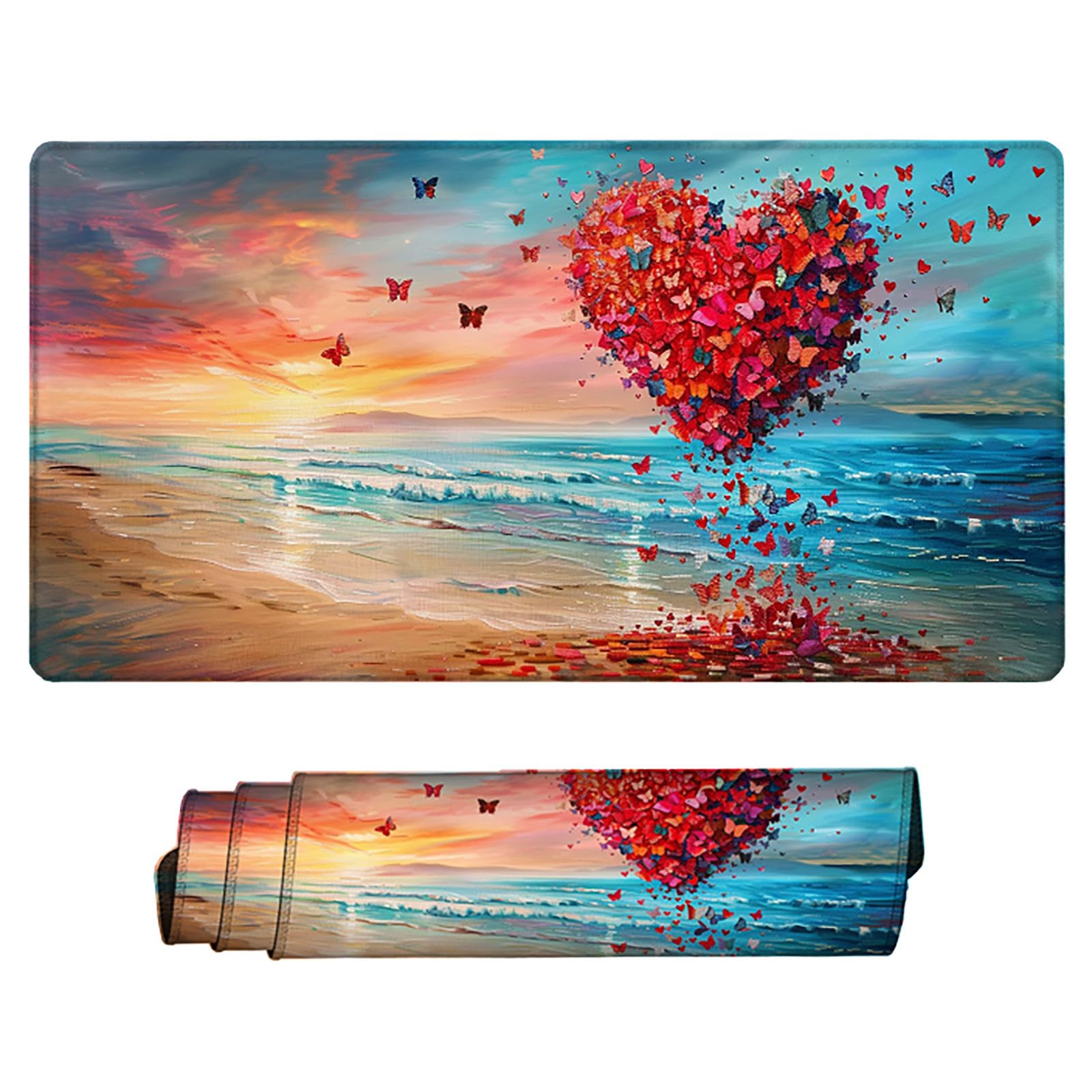 Czerwona podkładka pod mysz XXL, podkładka na biurko, 1200 x 600 cm, szyte krawędzie, antypoślizgowa gumowa podstawa, podkładka pod mysz, stabilna podkładka pod mysz na gładkich powierzchniach,