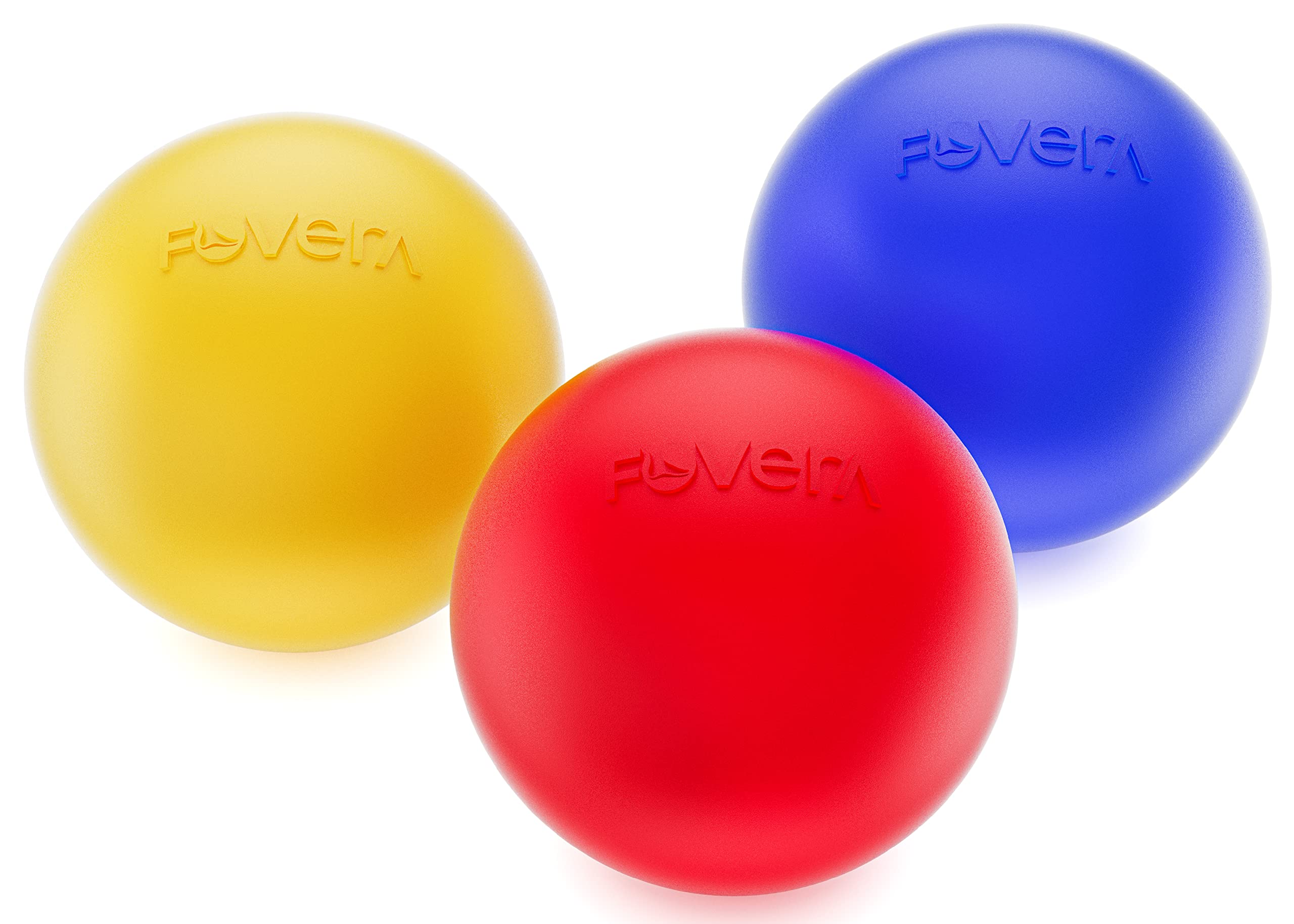 FOVERA Stress Relief Balls for Hand Therapy, Exercise, Arthritis, Finger, Wrist, Carpal Tunnel, Pain Relief, Grip Exerciser Strengthening - 3 Resistance Levels (2.5 inch Size, Set of 3pcs)