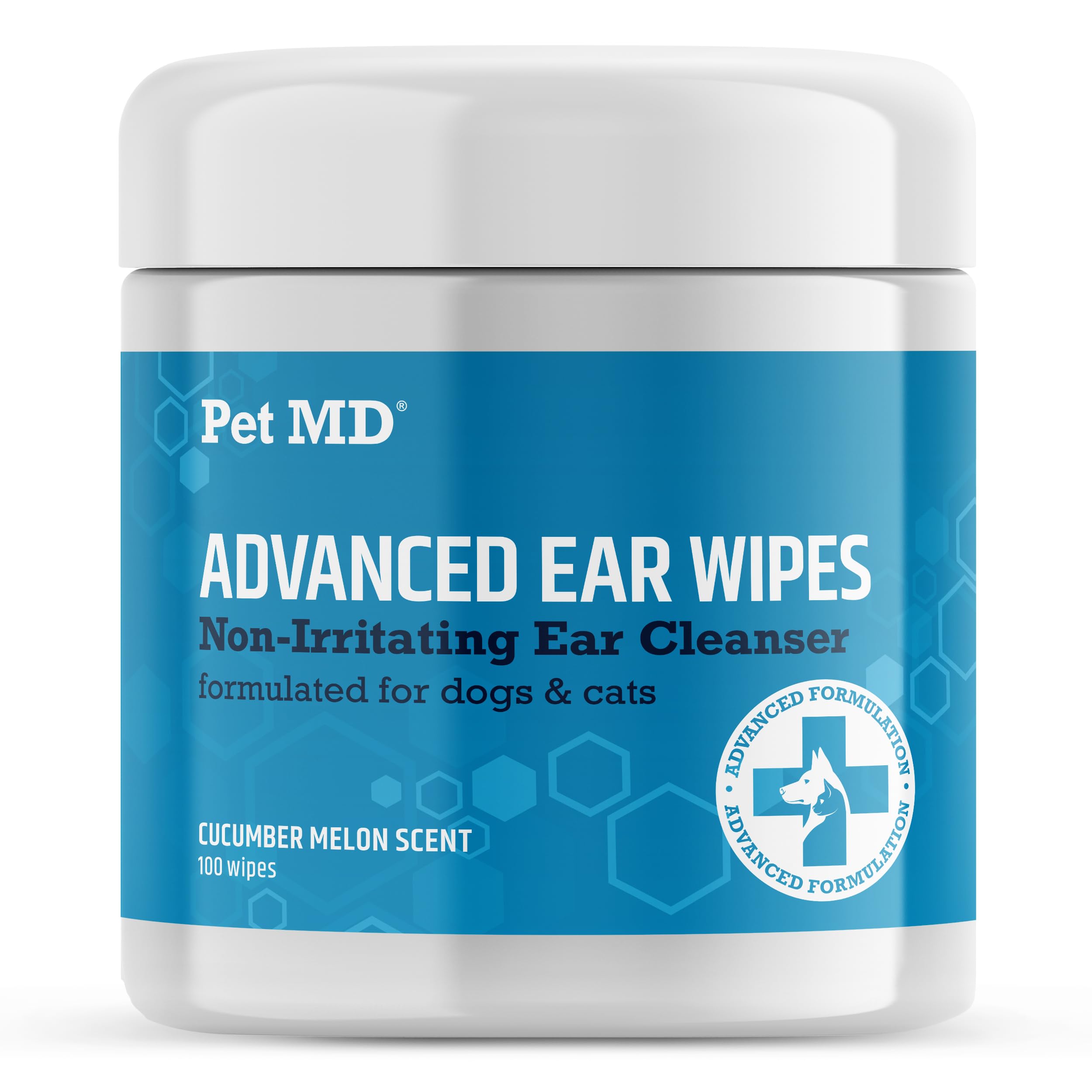 Pet MD Cat and Dog Ear Cleaner Wipes - Advanced Otic Veterinary Ear Cleaner Formula - Dog Ear Infection Treatment - 100 Count