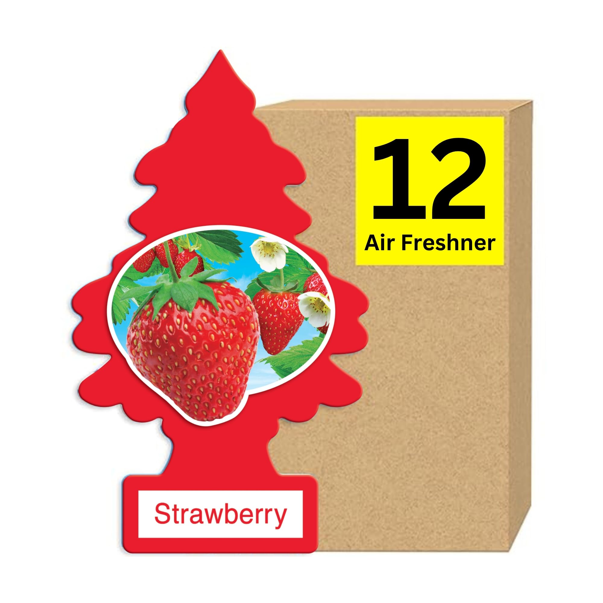 Little Trees Strawberry Air Freshener (Pack of 12) | Tree-Shaped Hanging Design | Ideal For Car, Home, Wardrobes etc | Imported from USA-image-36