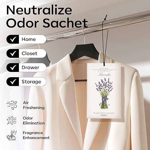 Miniatura 2 de MYARO Paquete de 12 sobres perfumados para cajón y armario, bolsas de larga duración fragancia para el hogar, 6 aromas opcionales: lavanda, rosa