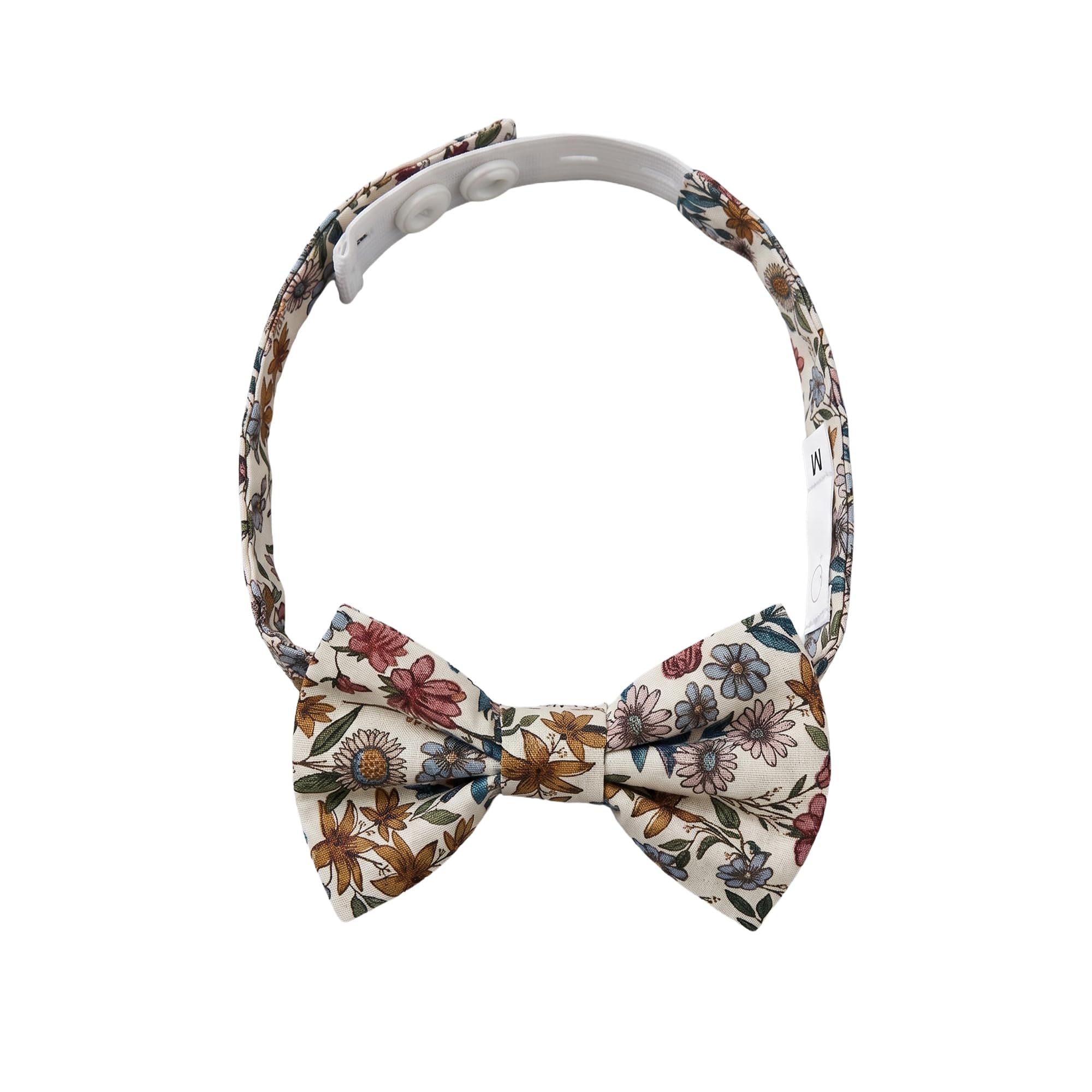 QUEMONO! Pack Tirantes y Pajarita Niño 100% Algodón Estampado Floral | Tirantes Ajustables Clips Metálicos, Semillas Azules, Grande | 8 a 16 años