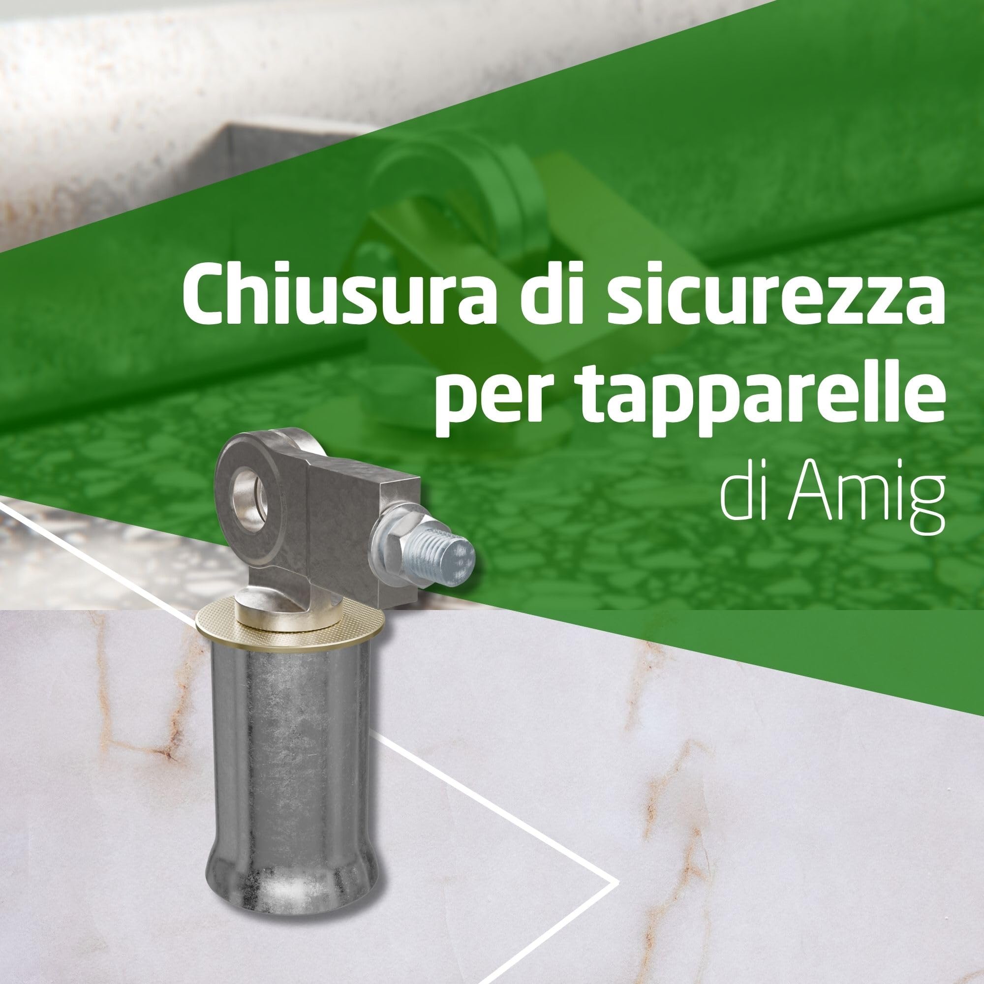Amig - Chiusura di Sicurezza per Serrande Avvolgibili, Mod SBL-01, Acciaio Zincato, Compatibile con Lucchetti 200-75 e 201-60, Include Supporto di Chiusura