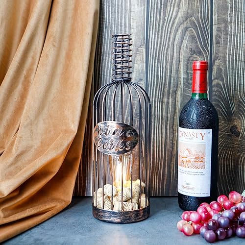 Miniatura 2 de JHY DESIGN Lámpara de mesa decorativa que funciona con pilas, 13.5 pulgadas de alto, inalámbrica, de metal, botella de corcho de vino, con