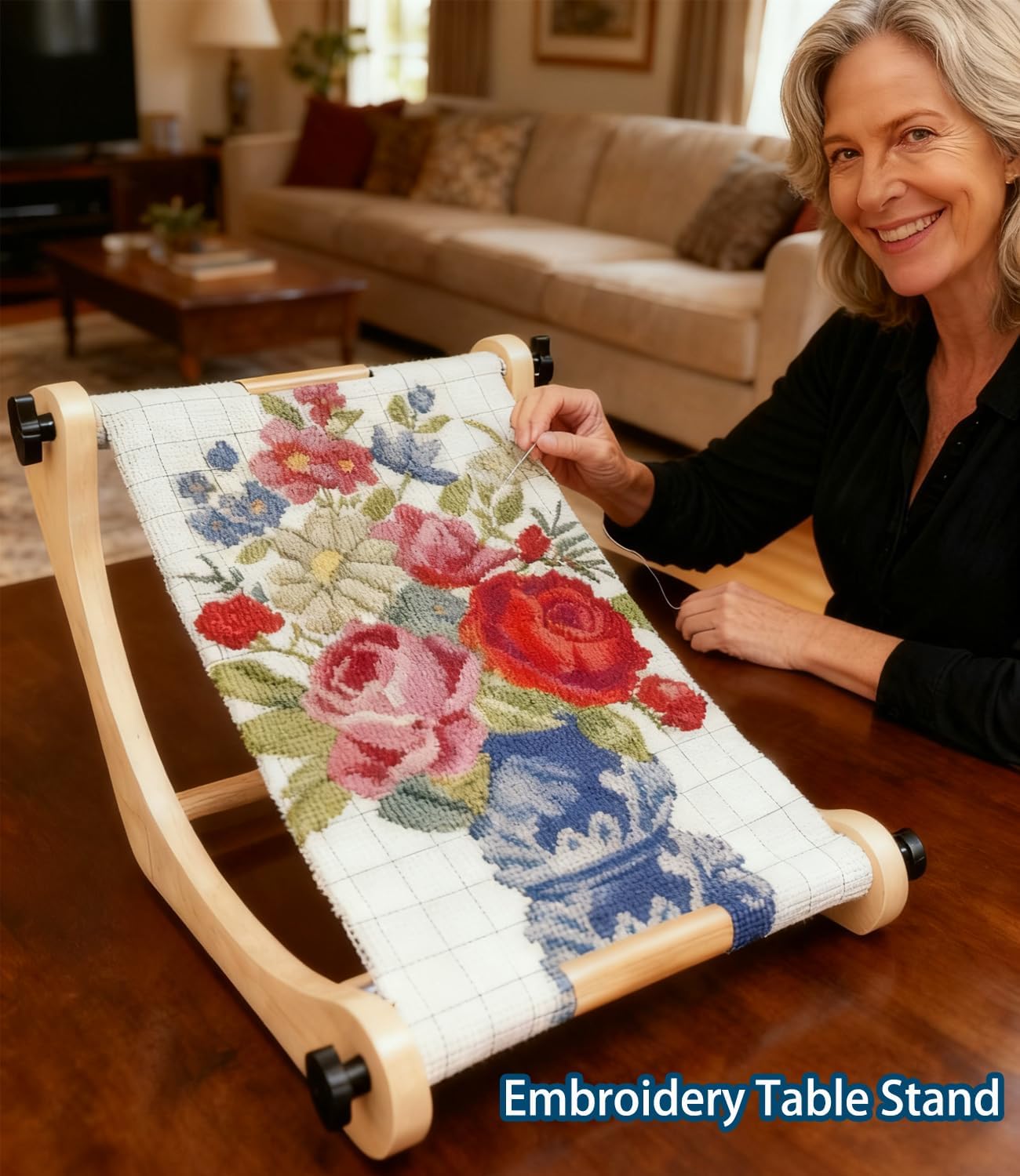 Adjustable Embroidery Hoop Table Stand Holder Needlepoint Stretcher Bars Scroll Frame Cross Stitch Stand Lab Supplies