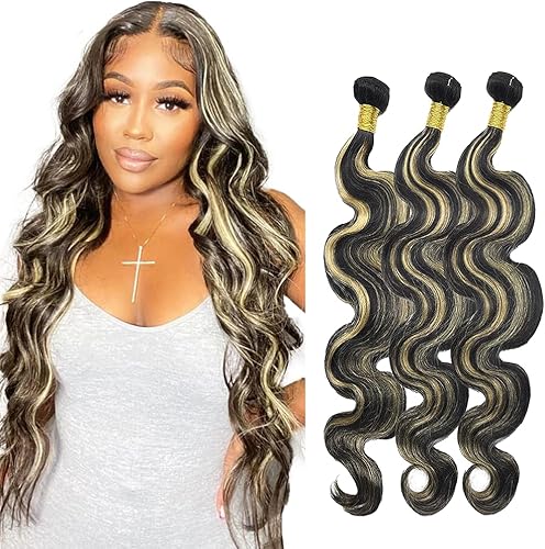 Niciitysi Highlight P1B27 Bundles Human Hair 1b27 Body Wave Bundles Double Weft 