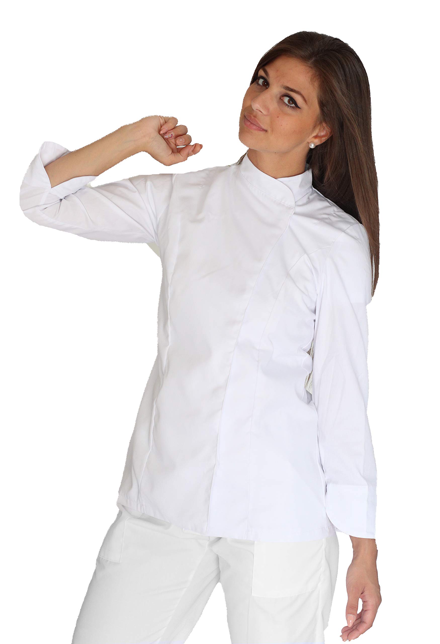 Chaqueta de chef de mujer con bordado en varios colores Kaack Chef para restaurante y cocina - Made in Italy