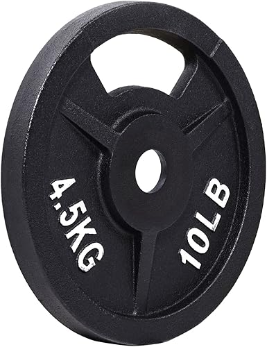 Miniatura 4 de Signature Fitness - Disco de pesas de hierro fundido para entrenamiento de fuerza y levantamiento de pesas, olímpico o estándar Centro de 1 pulgada